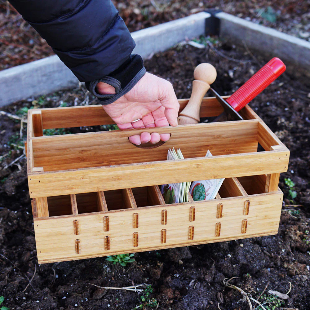 Bamboo Tool Tote and Seed Organizer