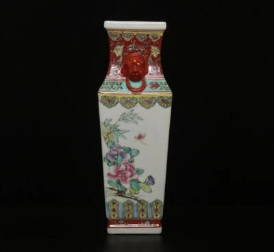 37CM Qianlong Signed Antique Chinese Famille Rose Vase W/bird