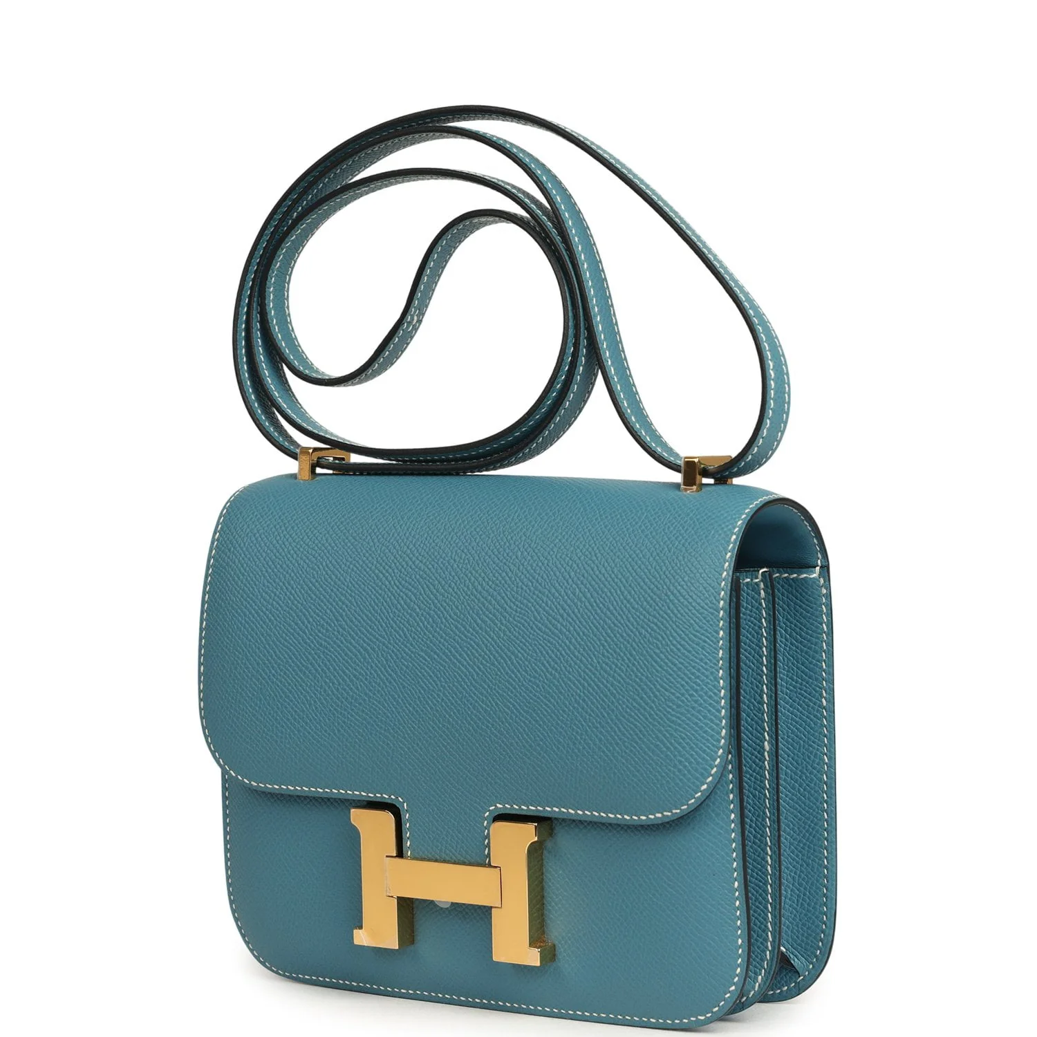 Hermes Constance 18 Blue Jean Epsom Gold Hardware