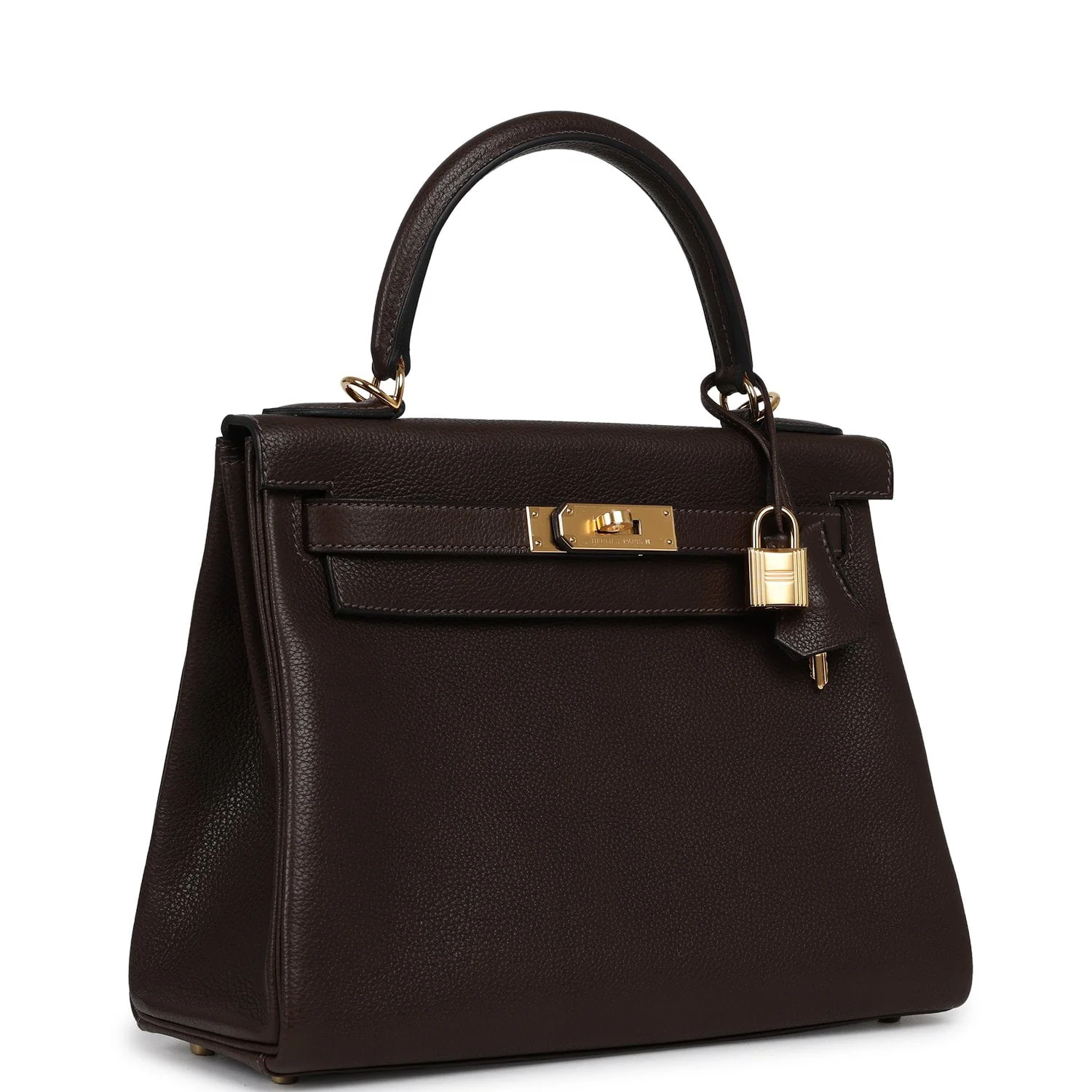 HERMÈS Kelly Retourne 28 Ebene Barenia Faubourg Gold Hardware