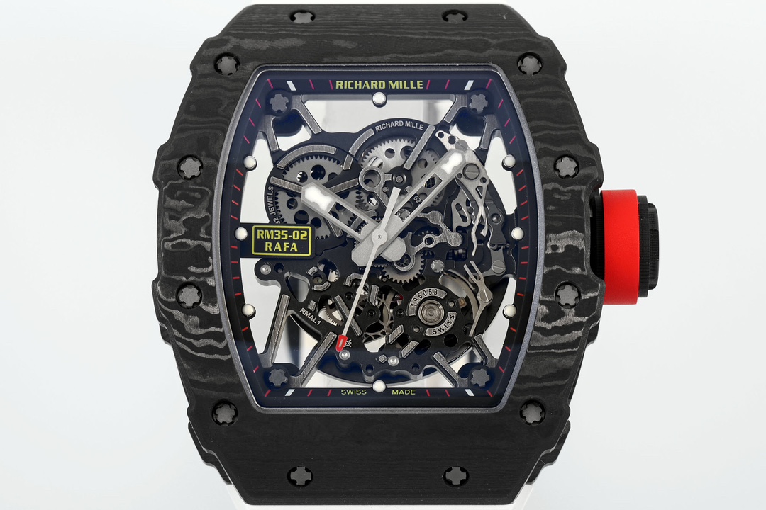 【7A Quality】Richard Mille RM 035-02 Rafael Nadal NTPT Carbon on White Rubber Strap