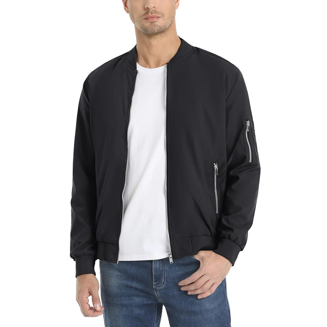 Men's Lightweight Bomber Jackets with Zip Pockets