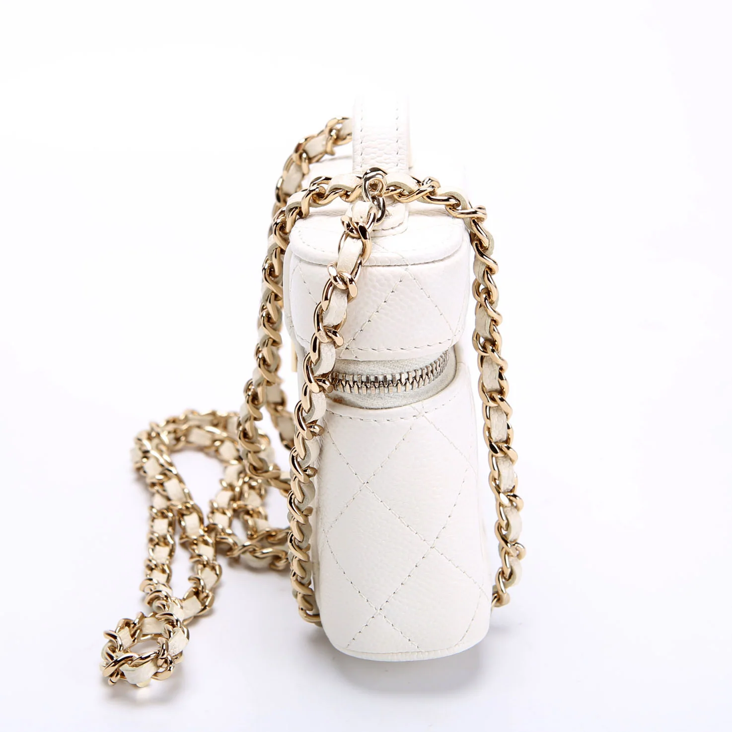 CHANEL CC Handle With Care Vanity Case Small Caviar 31M Ivory
