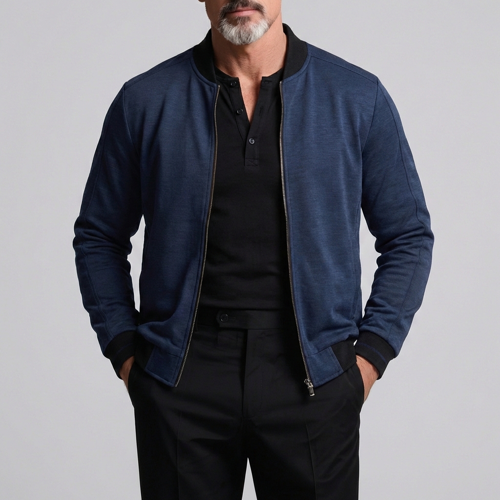 Men's Casual Solid Zipper Long Sleeve Jacket