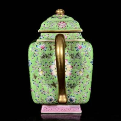 Yongzheng Signed Old Chinese Colour Enamel Teapot W/flower N3342