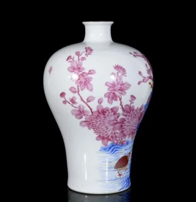 33CM Qianlong Signed Old Chinese Colour Enamel Bowl W/bird N3213