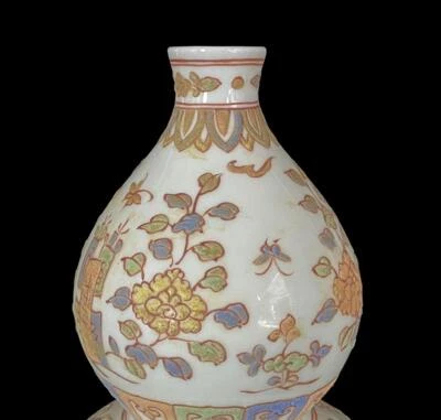 Chenghua Signed Old Chinese Pink Color Gourd Vase w/dragon N801