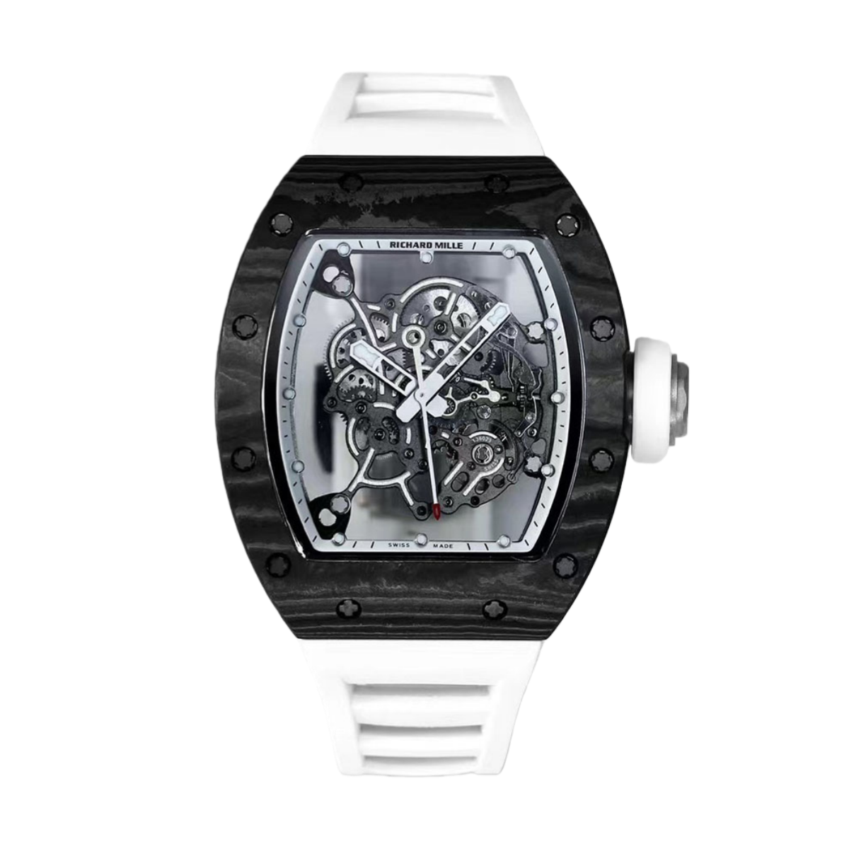 【7A Quality】Replica Richard Mille RM055 NTPT Carbon Watch - Swiss Skeleton Dial