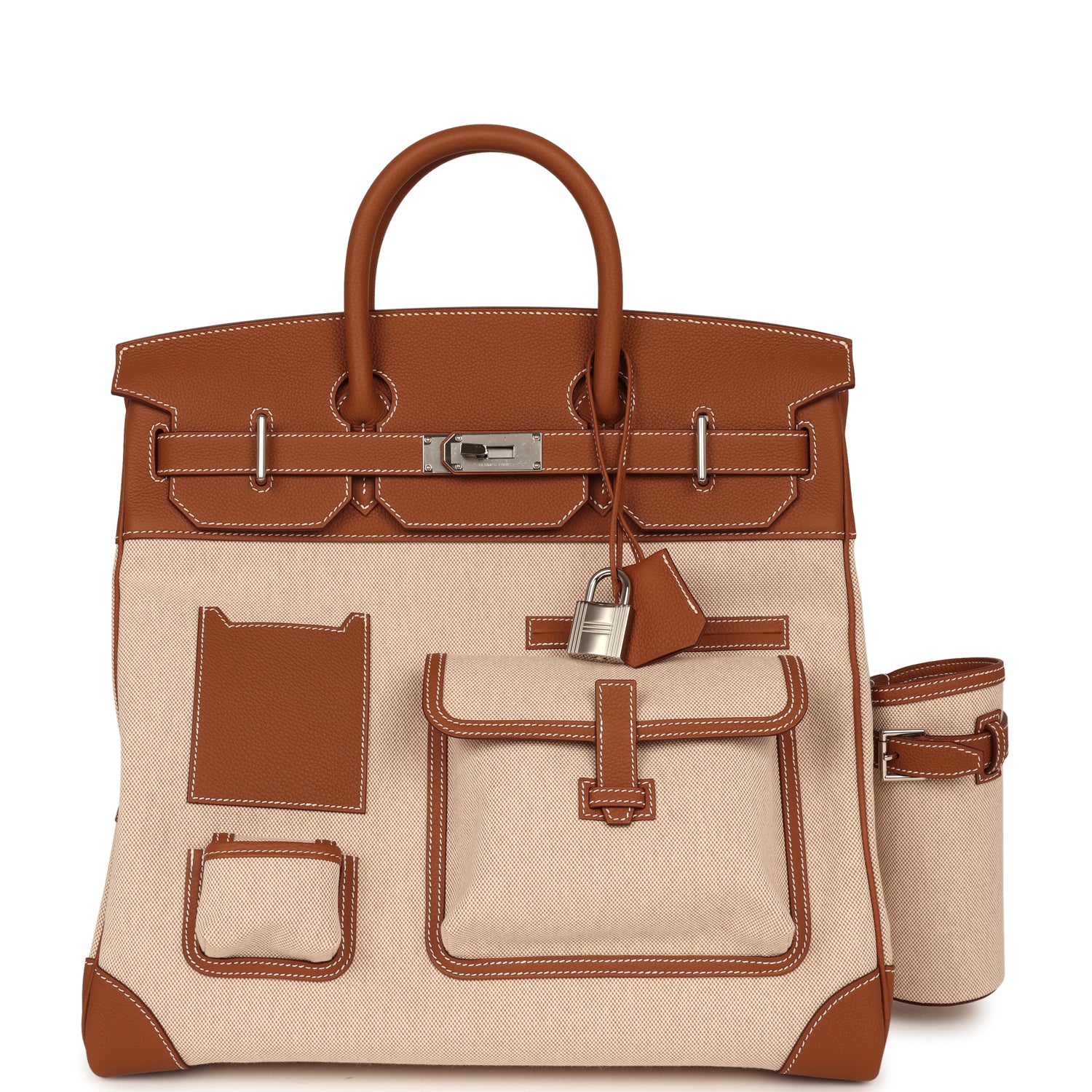 HERMÈS Birkin Cargo HAC 40 Gold Togo, Ecru-Beige Cargo H Canvas Palladium Hardware