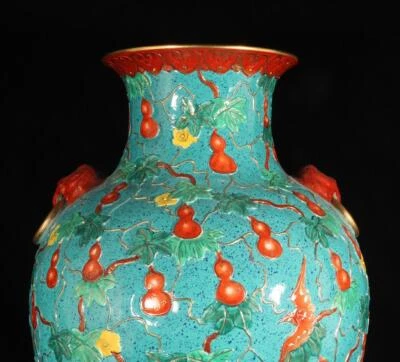 46CM Qianlong Signed Old Chinese Colour Enamel Zun Vase W/groud N1523