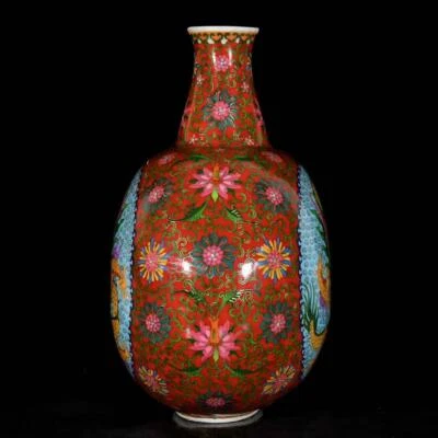 44CM Xuande Signed Old Chinese Cloisonne Enamel Vase W/dragon N3686