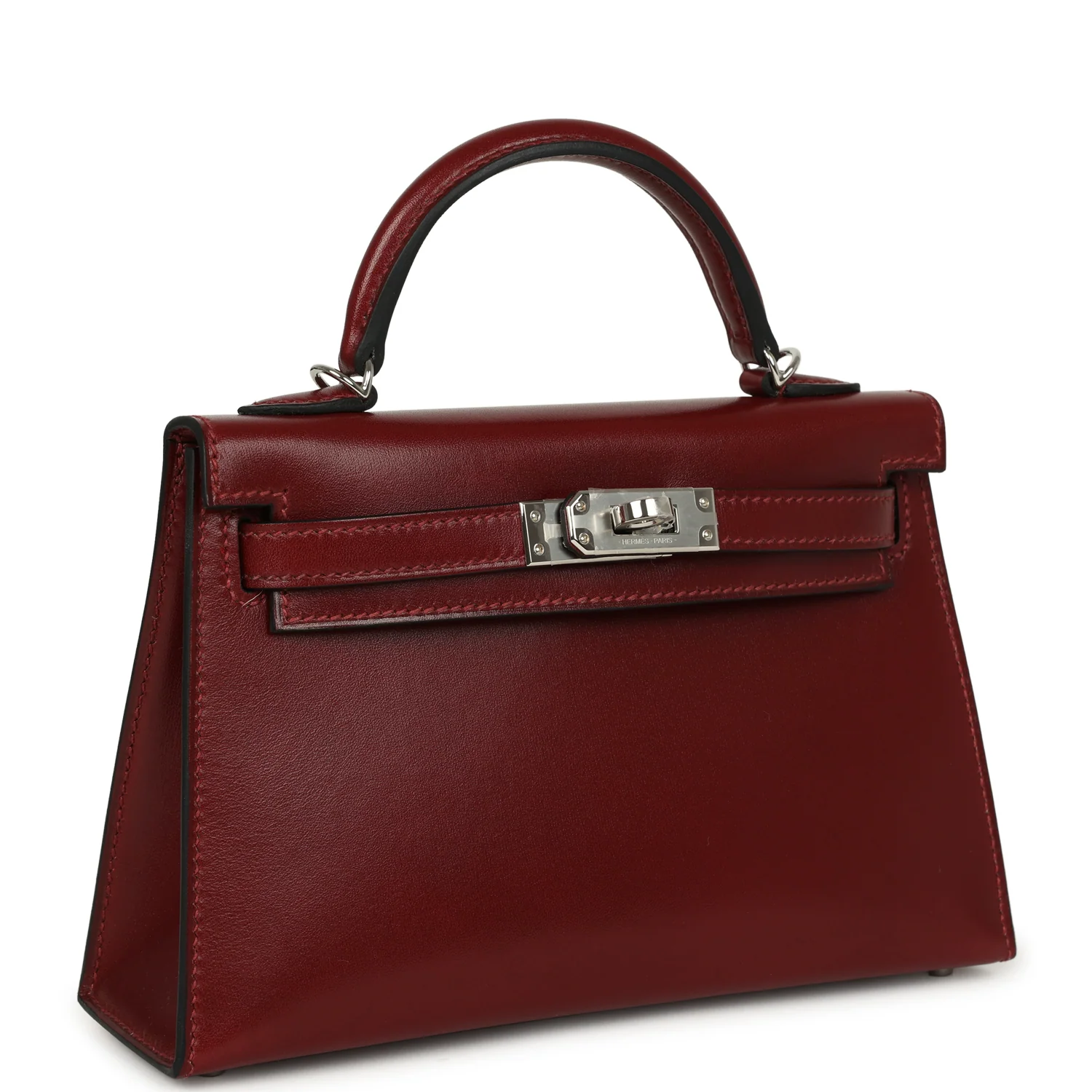 HERMÈS Kelly Sellier 20 Rouge H Box Palladium Hardware