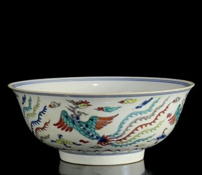 Chenghua Signed Old Chinese Doucai Bowl W/phoenix N247