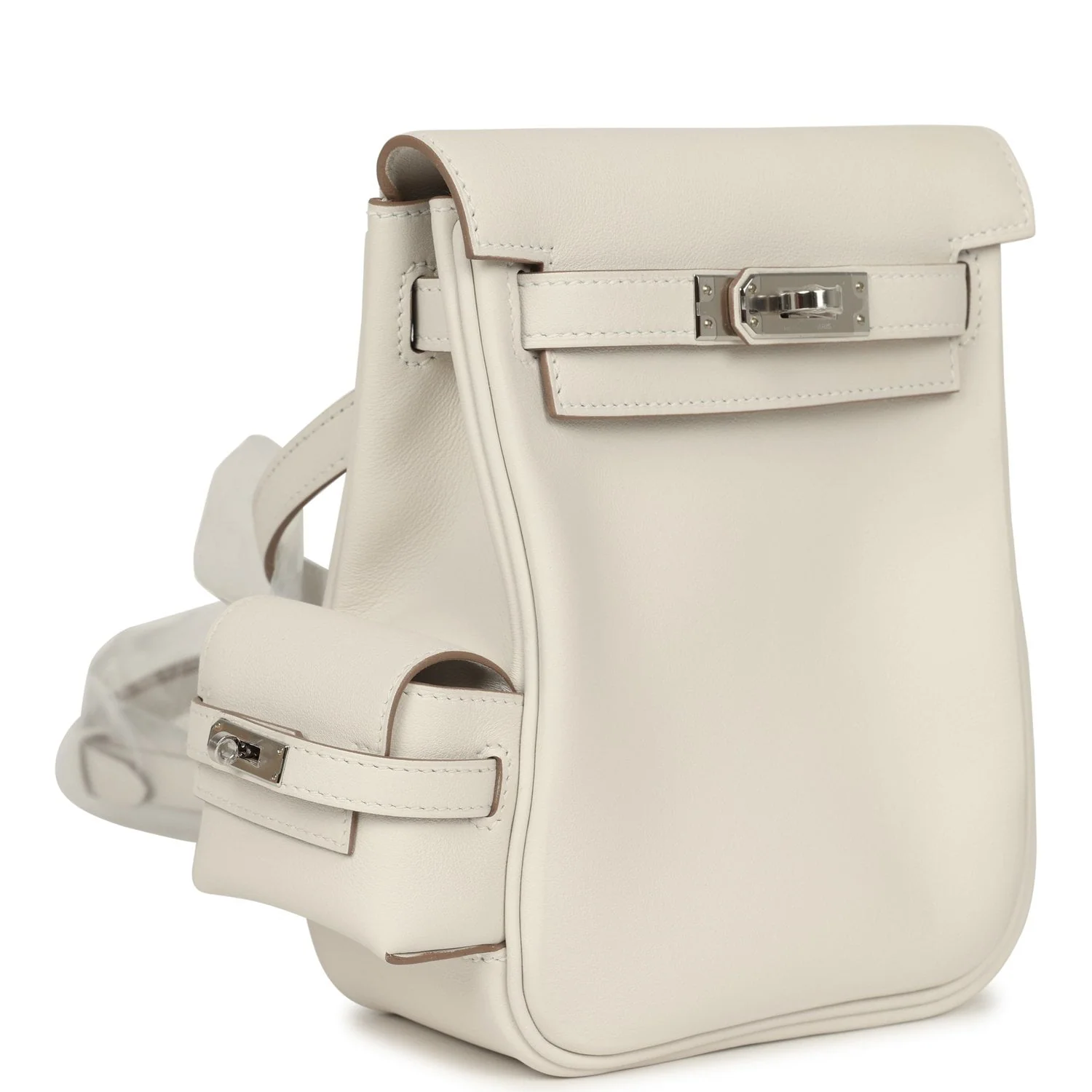 HERMÈS Mini Kelly Jump Backpack Gris Pale Swift Palladium Hardware