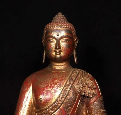 31CM Old Chinese Bronze Statue Buddha N1709