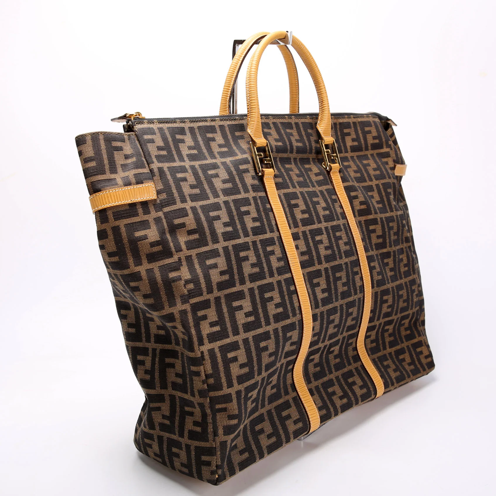 FENDI Zucca Canvas Travel Tote Brown
