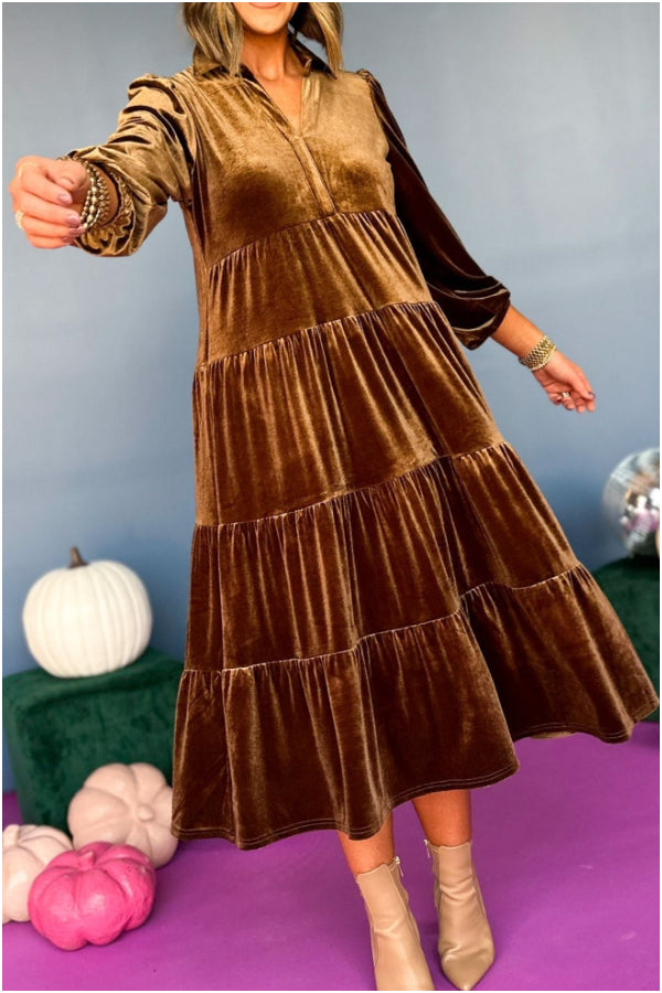 🌲🔥 V Neck Velvet Dress