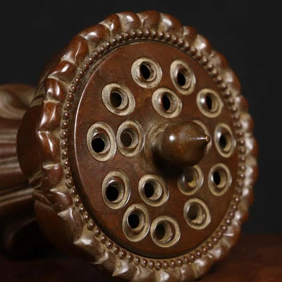 Old Chinese Copper Incense Burner w/louts flower N4171