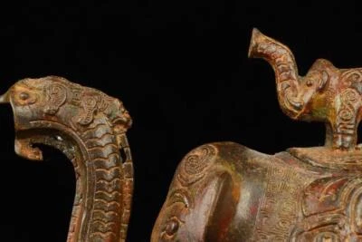 Old Chinese Bronze Statue w/elephant N1741