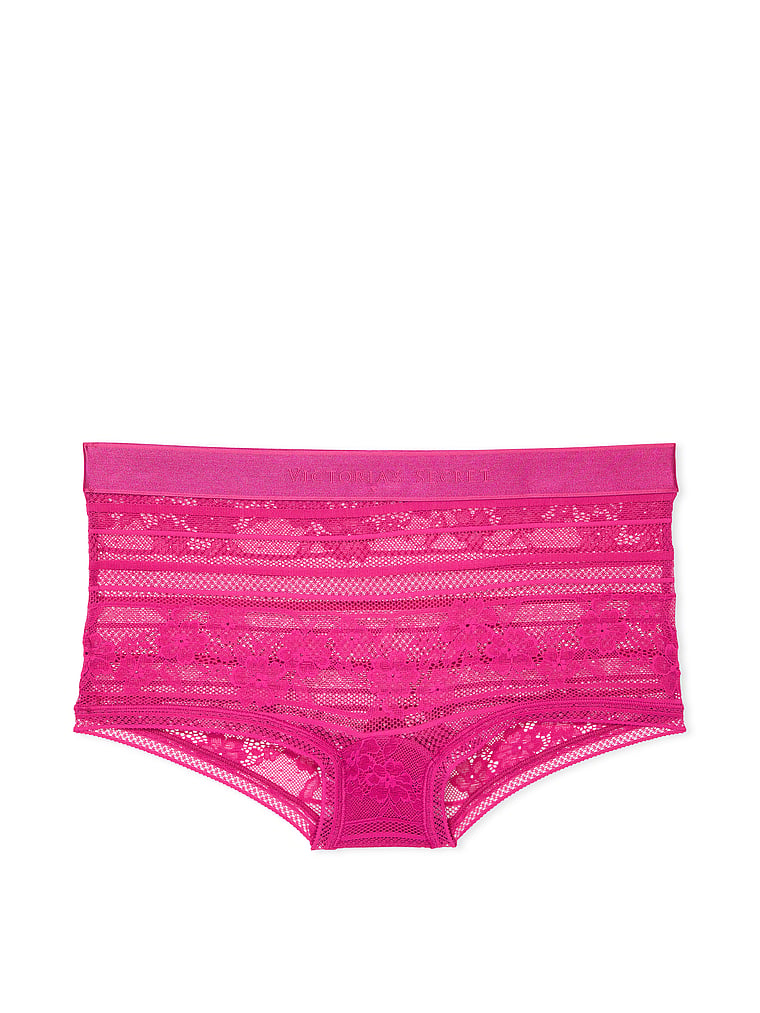 Cotton Logo Lace Boyshort Panty Lace