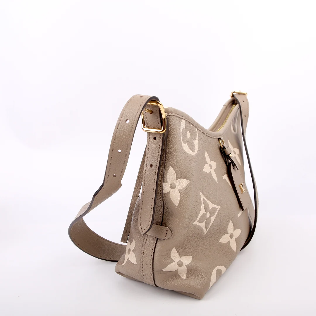 LOUIS VUITTON Carryall PM Zip Bicolor Empreinte Taupe/Cream