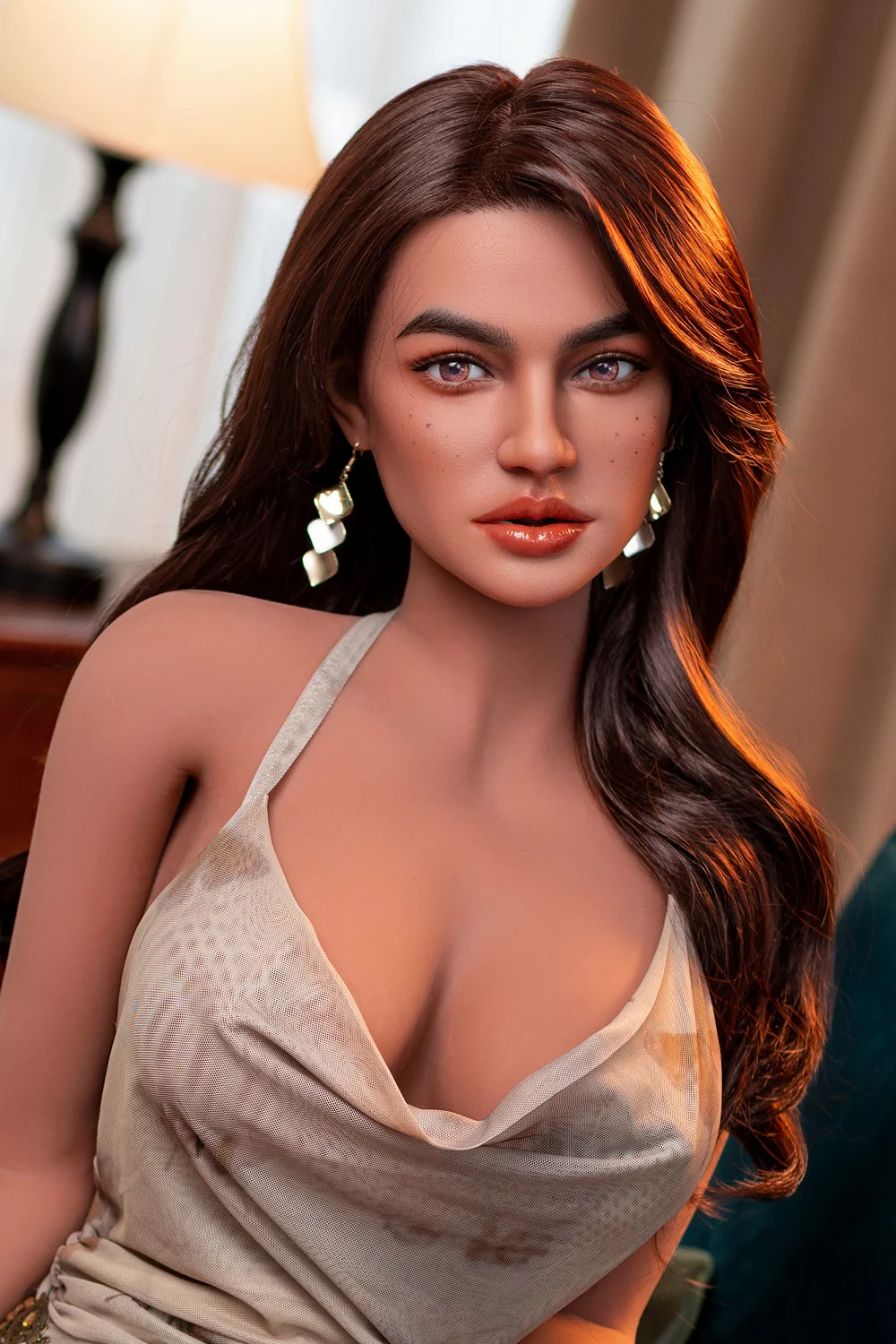 US Stock - YAMIEE Gemma 5ft34/ 163cm Unique Design ROS Soft Silicone Head SNK27 TPE Latina Realistic Sex Doll For Blowjob