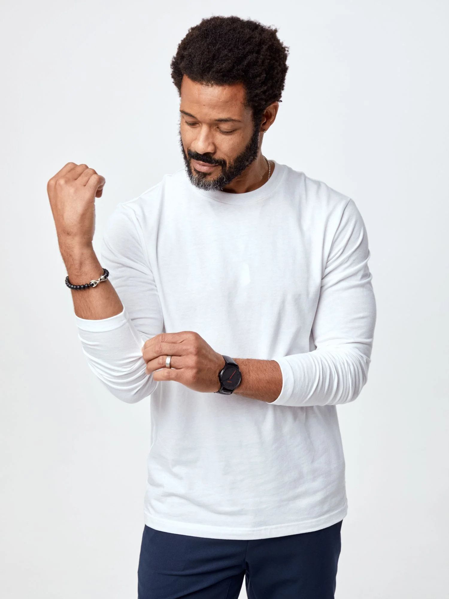 White Long Sleeve Crew Neck