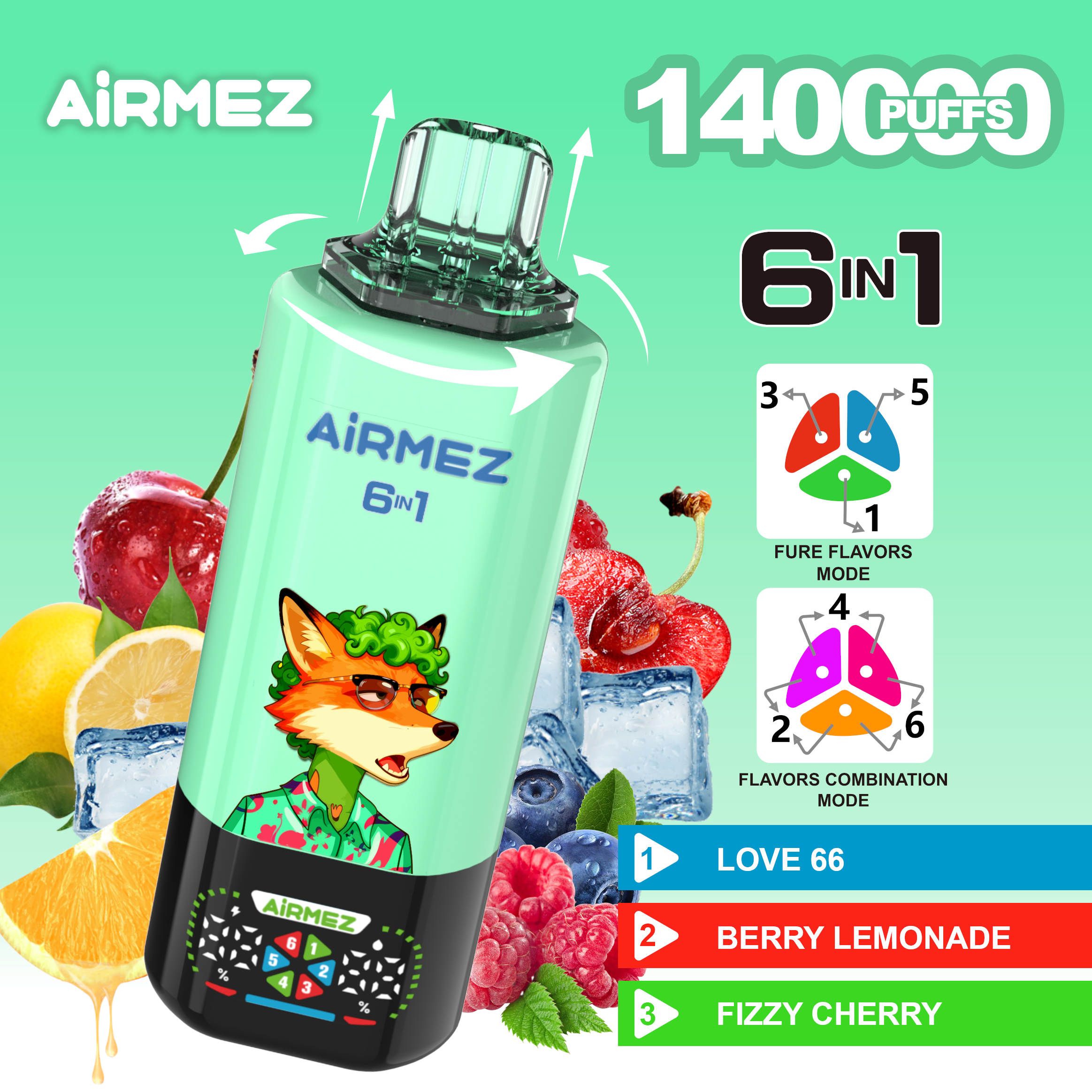 Wholesale AIRMEZ FOX 140000 Puffs 6-in-1 Vape | EU Distributor