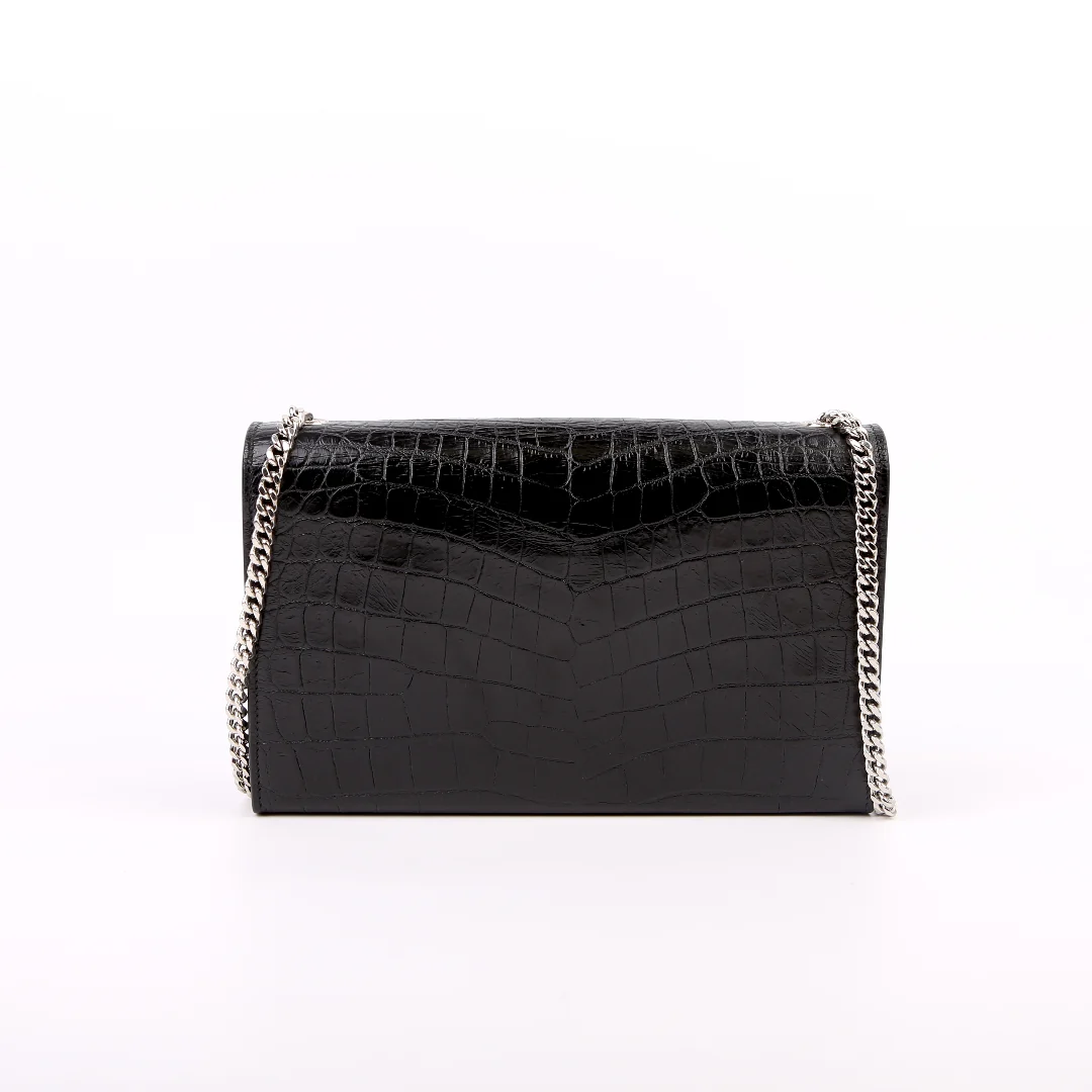 Kate Tassel Satchel Medium Croc Embossed 354119 Black