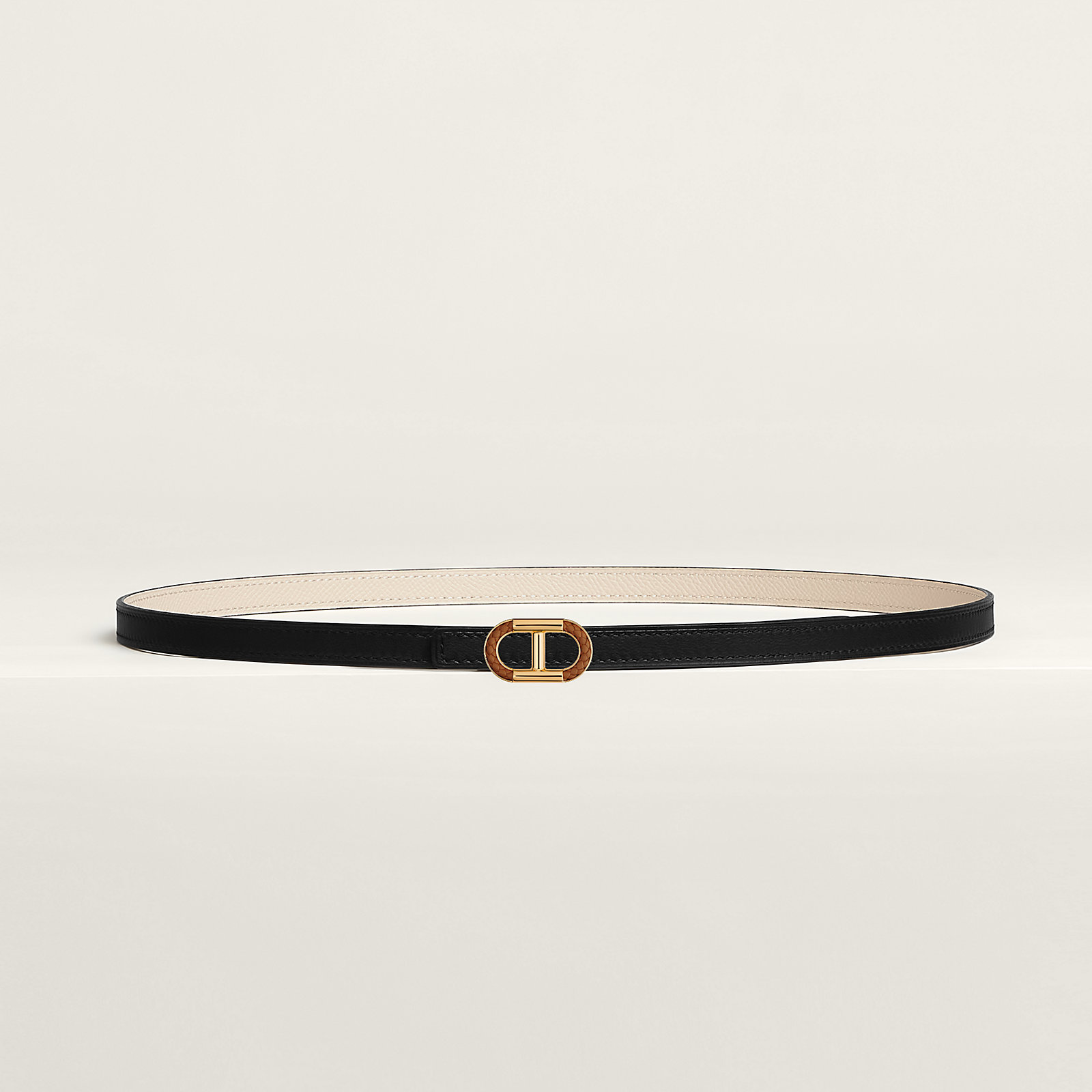 Maillon H Tresse belt buckle & Reversible leather strap 13 mm