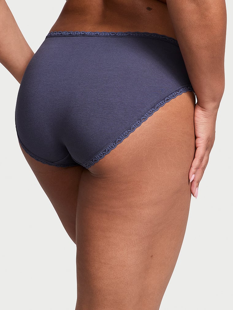 The Lacie Lace-Trim Cotton High-Leg Brief Panty Smooth