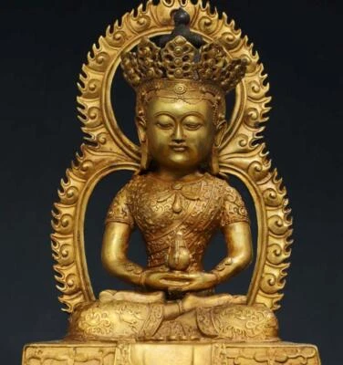 40CM Old Chinese Bronze Statue w/ Buddha N2822
