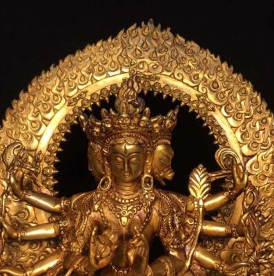 43CM Old Chinese Bronze Statue Buddha N1600