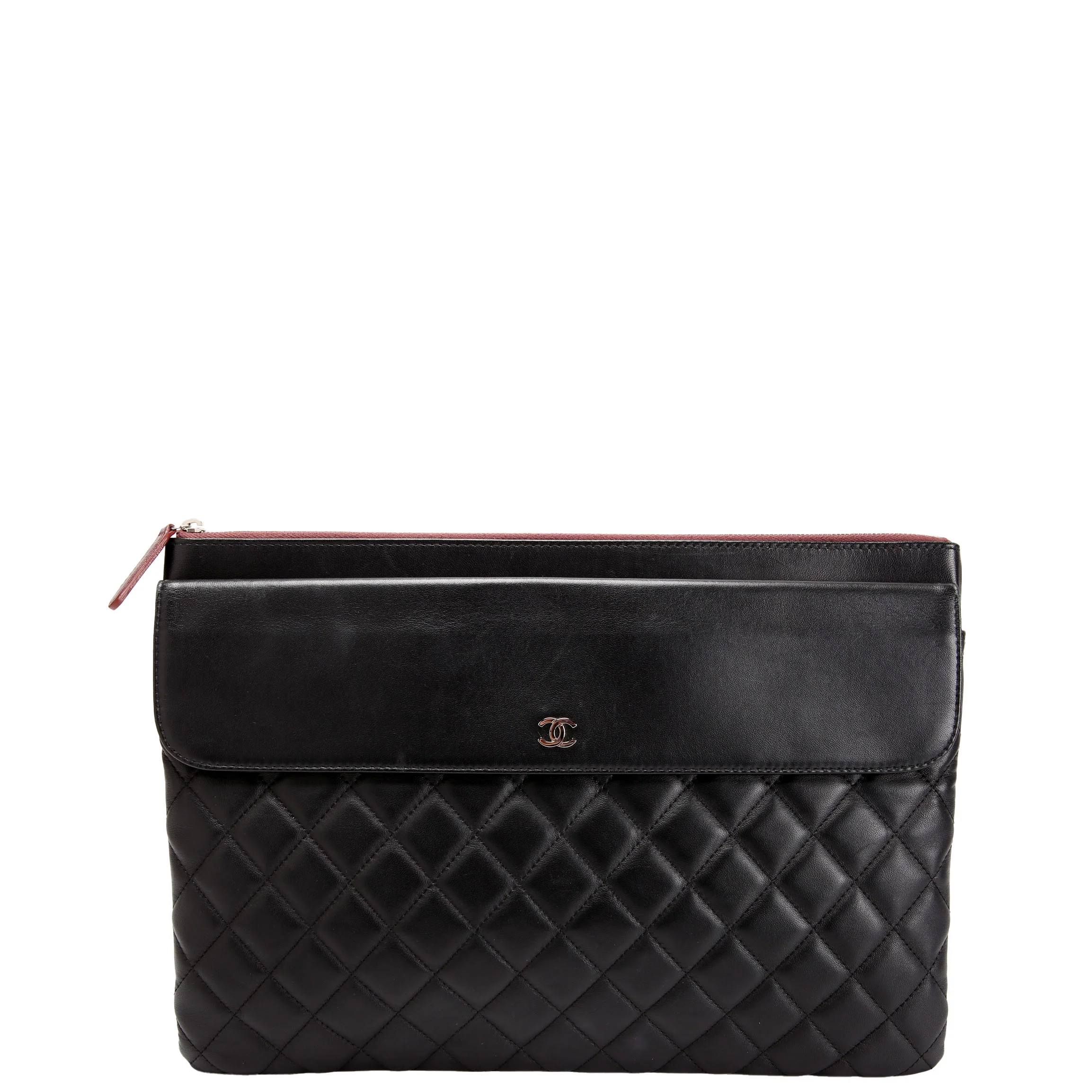 CHANEL Flap O-Case Large Lambskin 24M Black