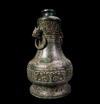 38CM Old Chinese Bronze Statue Lid Pot w/dragon N4326