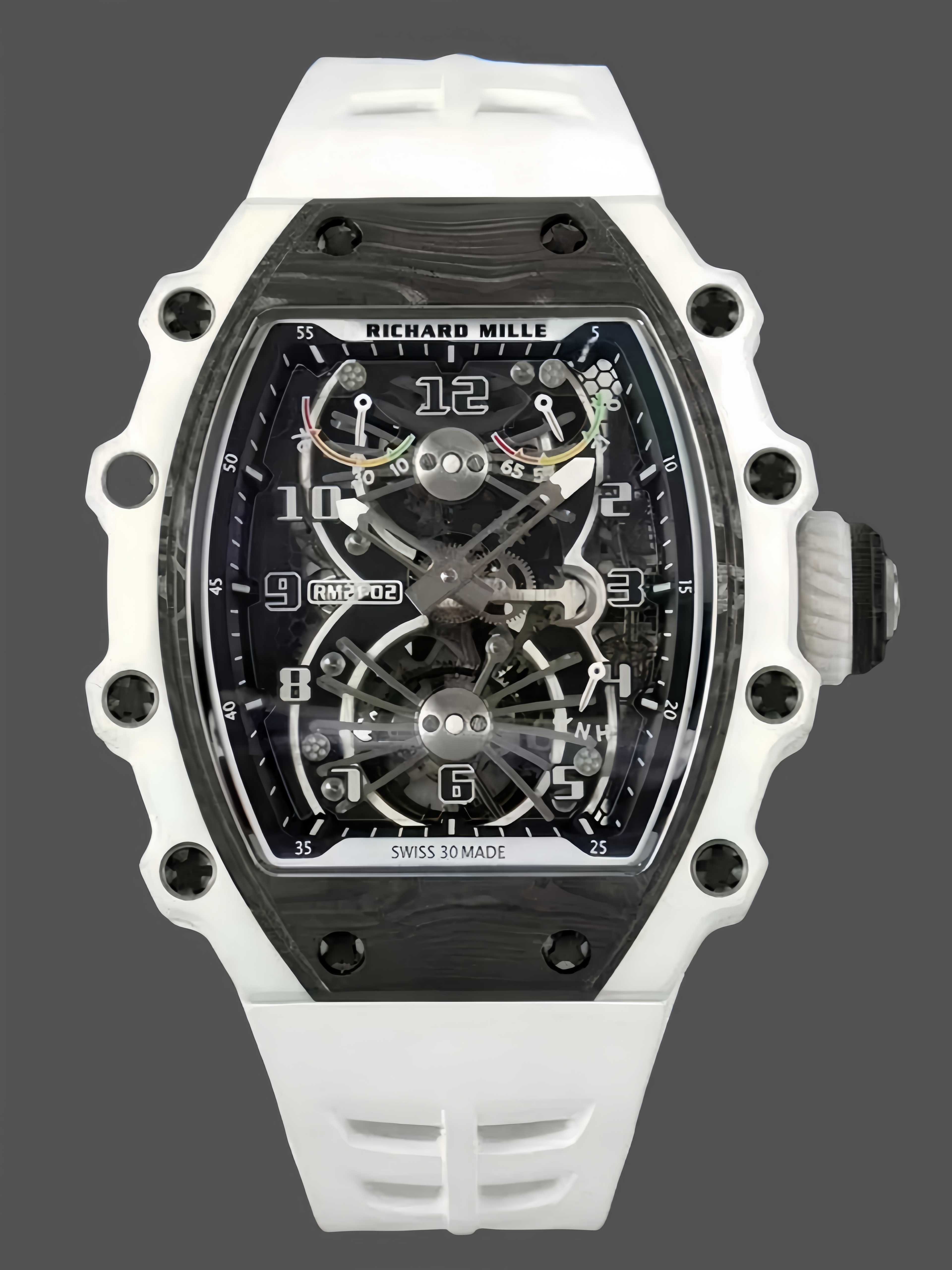 【7A Quality】Richard Mille RM 21-02 Tourbillon Aerodyne Quarts TPT Carbon White