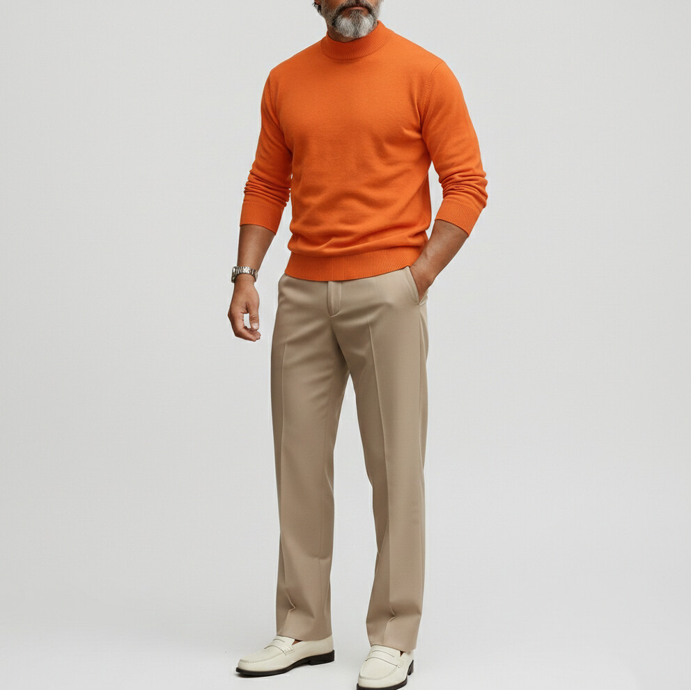 Men's Basics Solid Mock Neck Long Sleeve Knit Sweaters