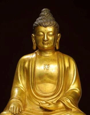 32CM Old Chinese Bronze Statue w/ Buddha N2939