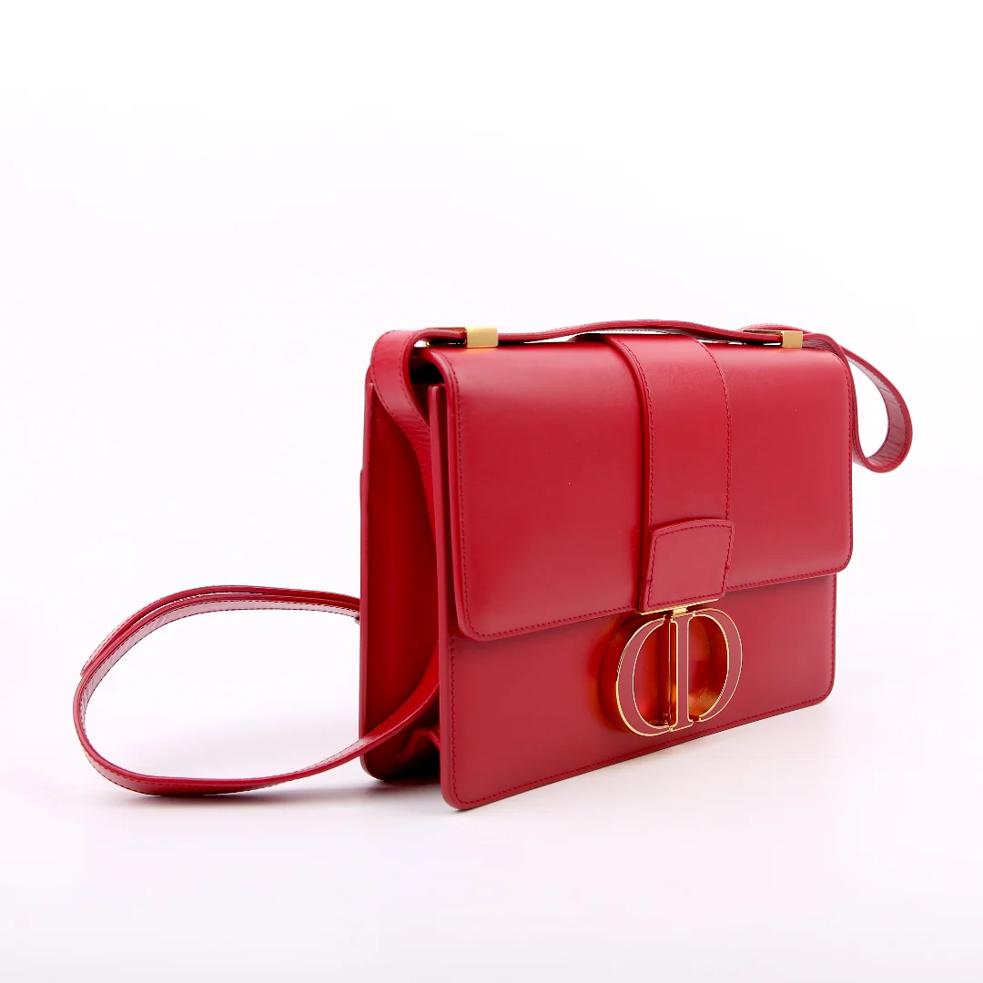 DIOR Montaigne 30 Calfskin Flap Bag Red/Gold