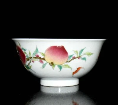 Yongzheng Signed Old Chinese Famille Rose Bowl W/peach N3074