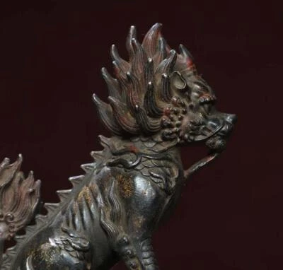 Old Chinese Bronze Statue w/kylin N2812