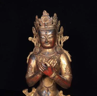 32CM Old Chinese Bronze Statue Buddha N1613