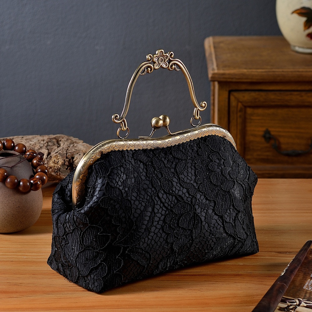 Lady bronze handbag lace messenger bag