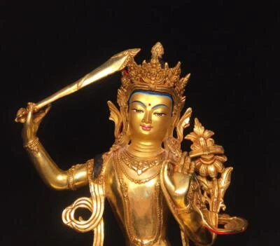 33CM Old Chinese Bronze Gilding Statue Buddha CK215