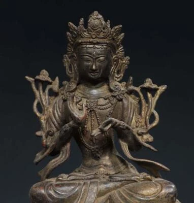 26CM Old Chinese Bronze Statue w/ Buddha N2809