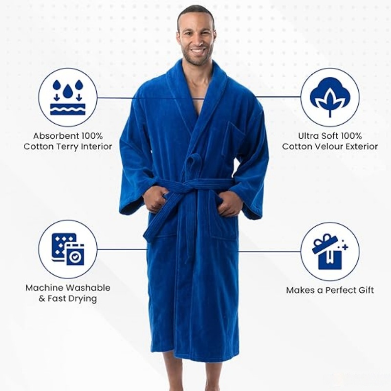 Alpine Swiss Pure Cotton Terry Cloth Men's Bathrobe