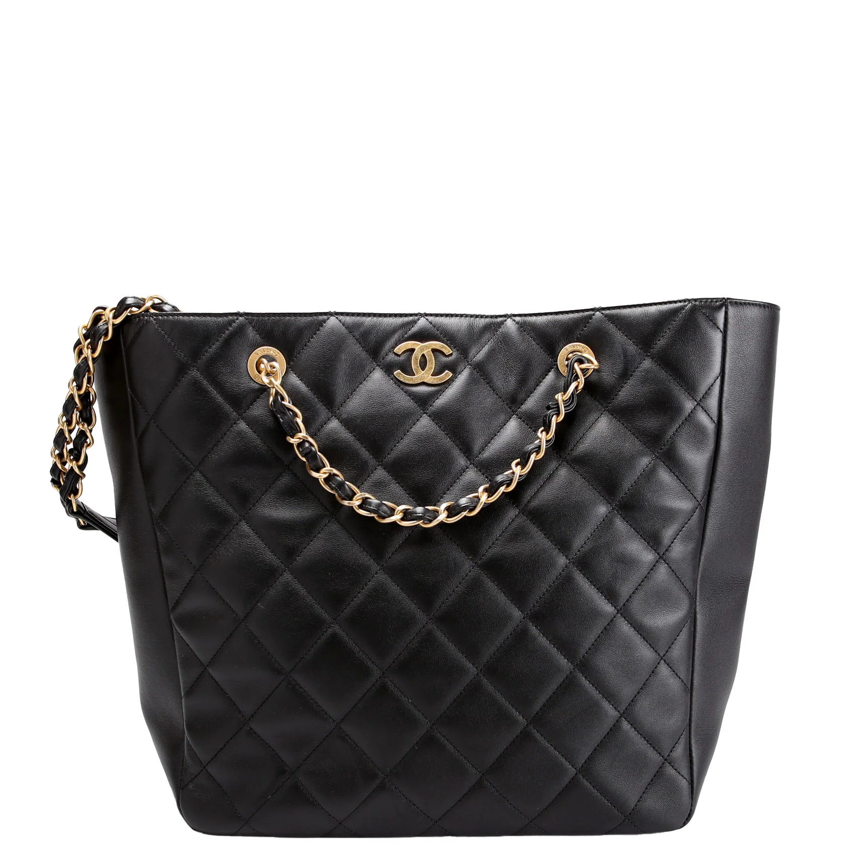 CHANEL CC Shopping Chain Tote Quilted Lambskin RFID