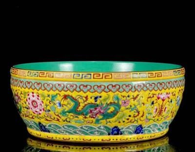 Qianlong Signed Old Rare Enamel Chinese Porcelain Dragon Brush Washer N87