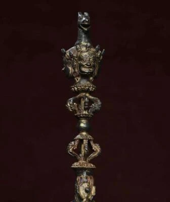 40CM Old Chinese Bronze Statue w/ demon pestle N2836