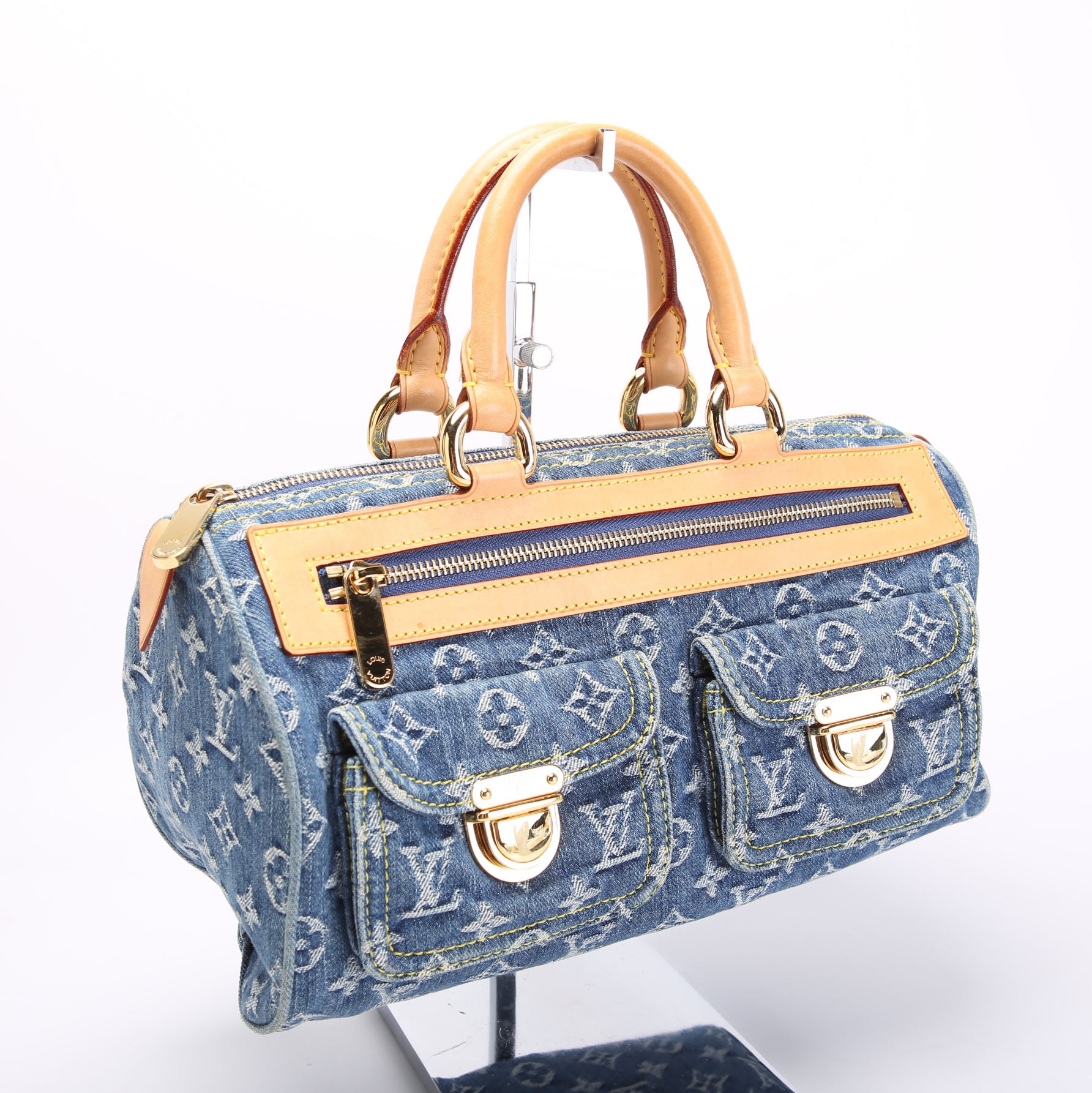 LOUIS VUITTON Neo Speedy Blue Denim Monogram Gold Hardware